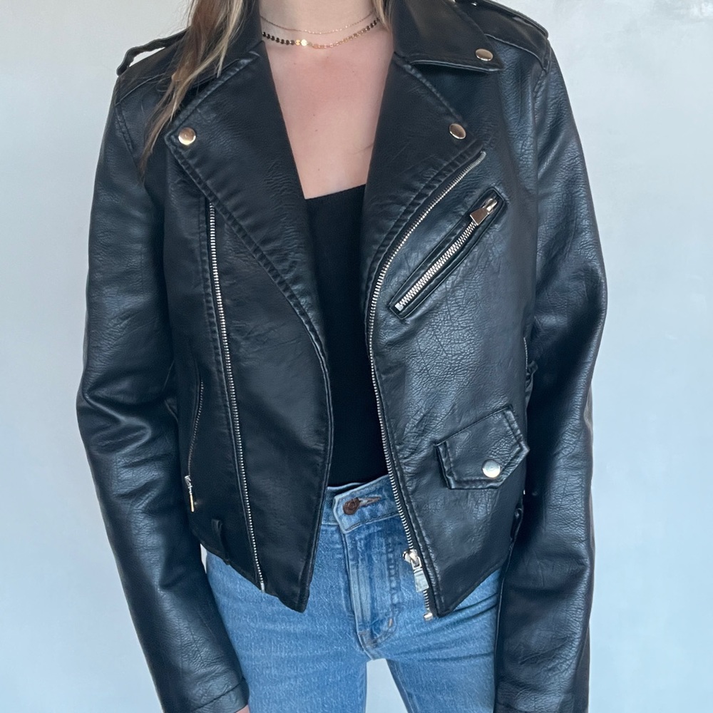 Women’s black leather jacket